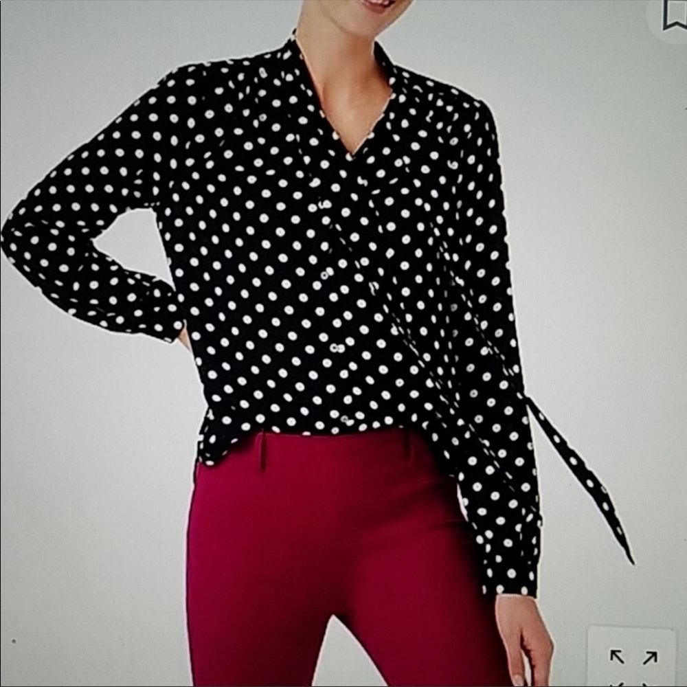 J. Crew Polka Dot Tie Neck Blouse Size Medium